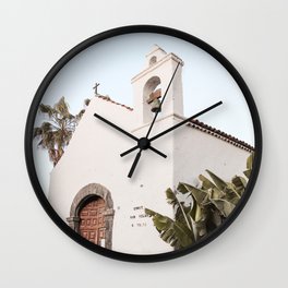 White Tropical Church Art Print | Canary Islands Tenerife Summer Photo | Spain Travel Photography Wall Clock