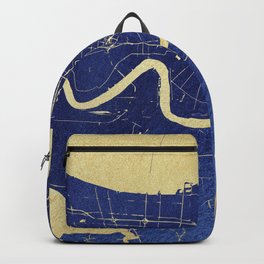 New Orleans Blue and Gold Map Backpack