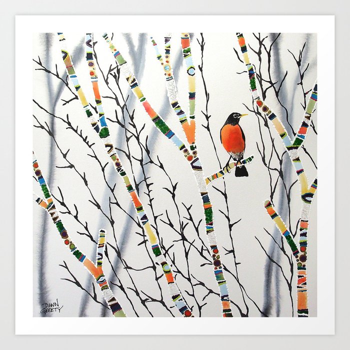 Songbird Winter Forest Art Print