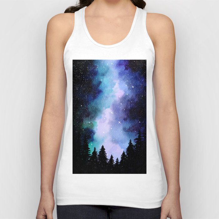 Milky Way Galaxy & Forest Watercolor Tank Top