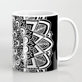 Black and White Boho Mandala Coffee Mug | Drawing, Spiritual, Boho, Flower, Mendhi, Detailed, Henna, Bohemian, Pattern, Black 