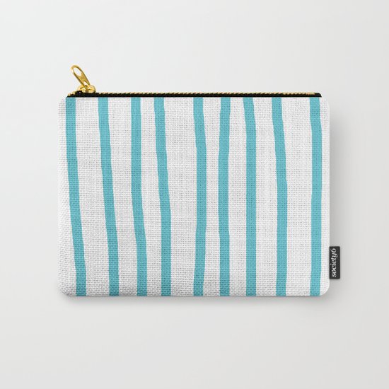 Simply Drawn Vertical Stripes in Seaside Blue Carry-All Pouch