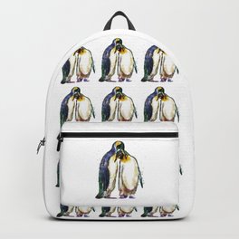 Penguin couple Backpack | Lovecouple, Emperorpenguins, Birdart, Penguins, Splashes, Fineart, Painting, Penguincouple, Walldecor, Birds 