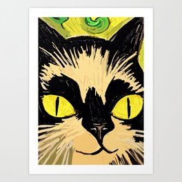 Wierd Look Tabby Cat Art Art Print