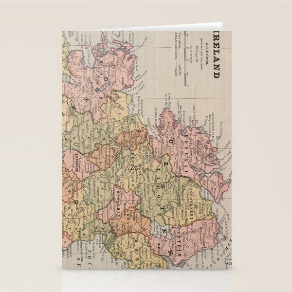 Vintage Map of Northern Ireland (1883) Stationery Cards by BravuraMedia