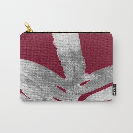 Green Fern on Burgundy Wine Carry-All Pouch
