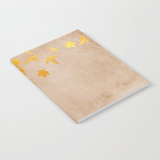 Gold leaves on grunge background - Autumn Sparkle Glitter design #Society6 Notebook