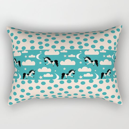 Unicorn Teal patchwork Rectangular Pillow