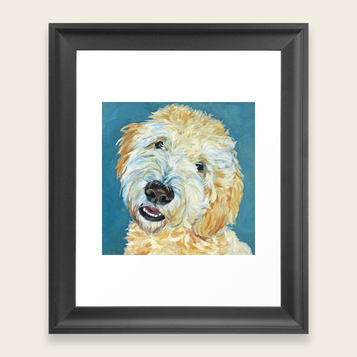Stanley the Goldendoodle Dog Portrait Framed Art Print by