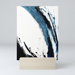 Reykjavik: a pretty and minimal mixed media piece in black, white, and blue Mini Art Print