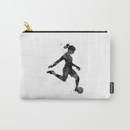 Girl Soccer Player Black And White Watercolor Art Football Gift Carry-All Pouch
