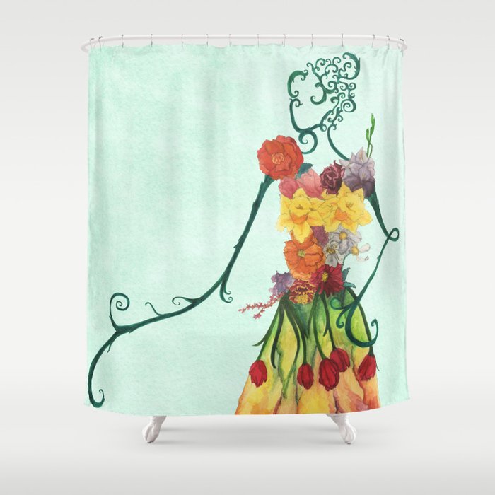 Female Floral Shower Curtain