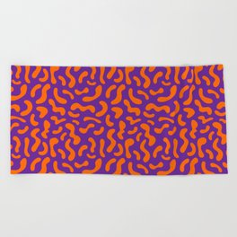 Retro Memphis Squiggles (Orange & Purple) Beach Towel