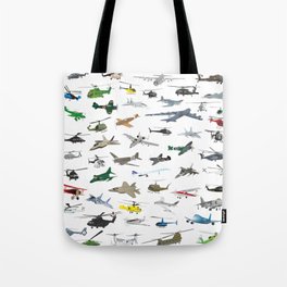 Various Colorful Airplanes and Helicopters Tote Bag