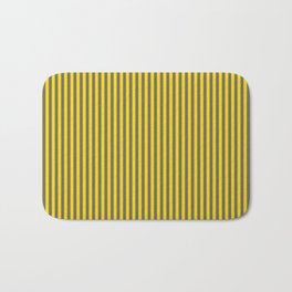 [ Thumbnail: Dim Grey and Yellow Colored Striped Pattern Bath Mat ]