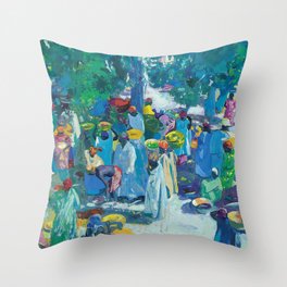 African American Masterpiece, Sudan, African Marketplace portrait painting by Jacques Majorelle Throw Pillow