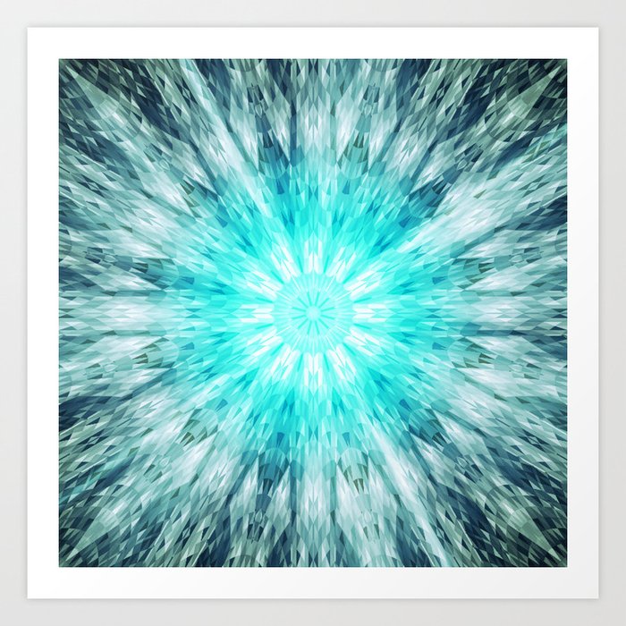 Teal Blue Mandala Art Print