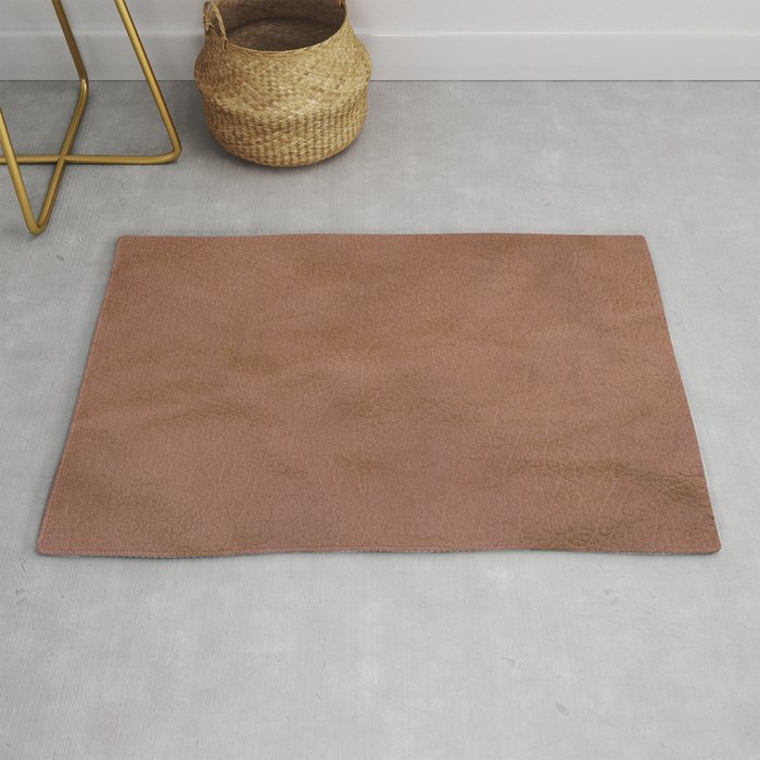 Natural brown leather texture. Top view.  Rug