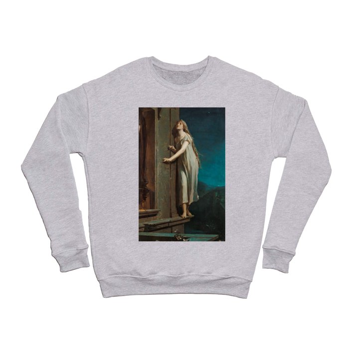 The Sleepwalker, or The Sleeping Girl Walks on the Window-Ledge by Maximilian Pirner Crewneck Sweatshirt