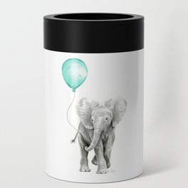 Baby Elephant with Aqua Balloon Can Cooler
