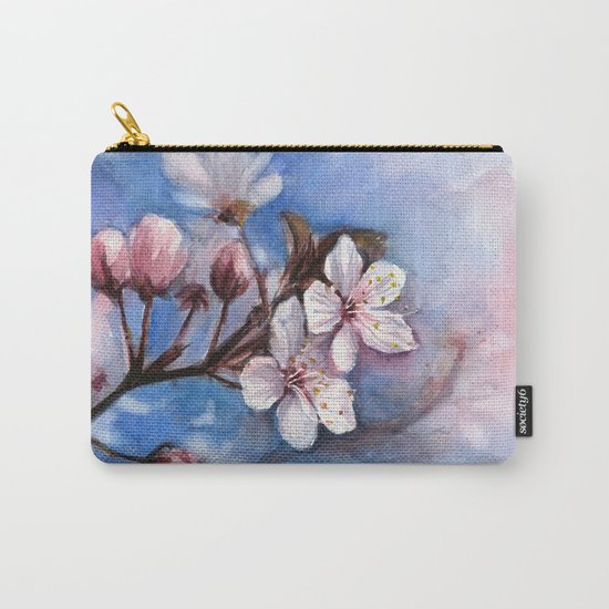 Cherry Blossoms Watercolor Spring Flowers Carry-All Pouch