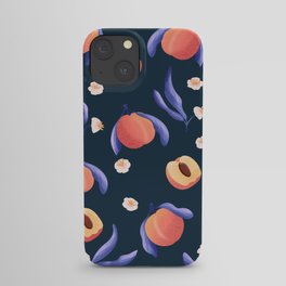Seamless pattern with hand drawn peaches and floral elements iPhone Case