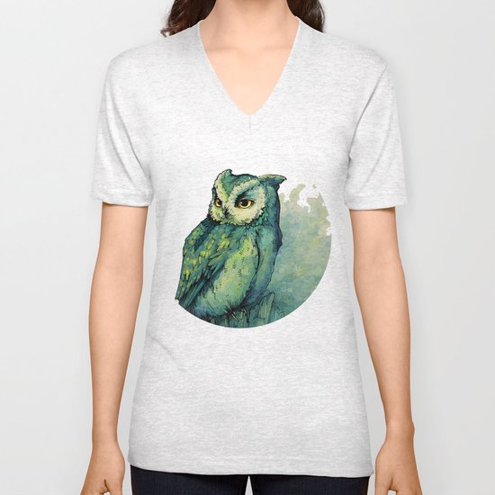 Green Owl Unisex V-Neck