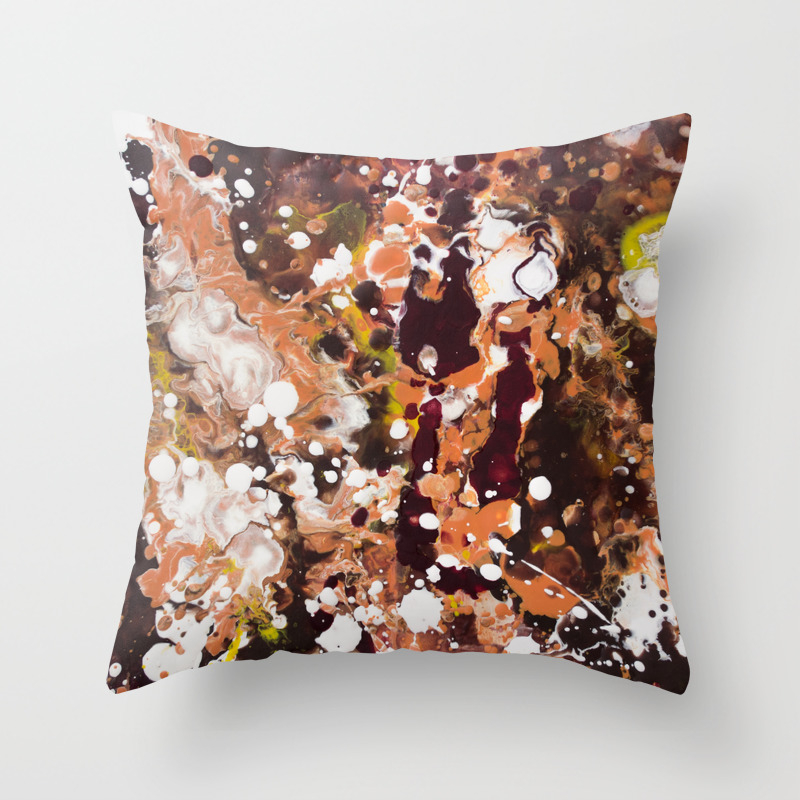 Tabby Cat Orange Dark Chocolate Brown Kate Jones Throw Pillow