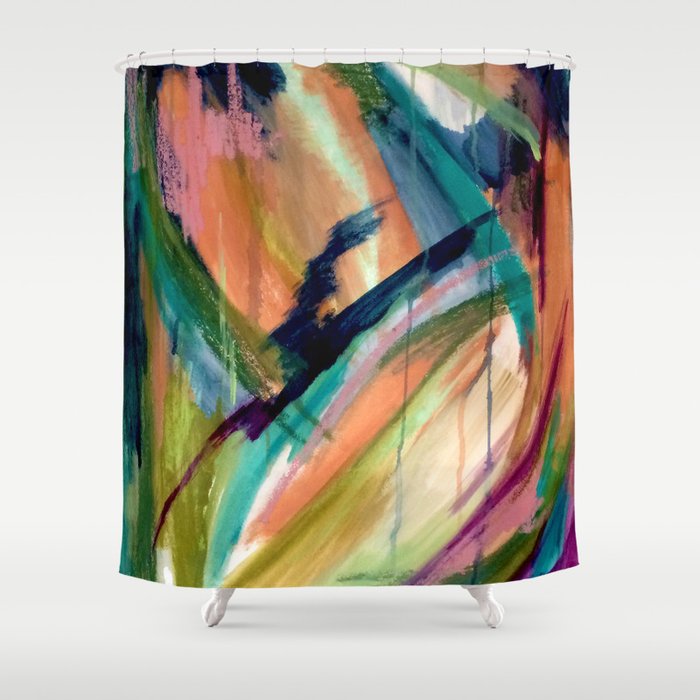 Brave: A colorful and energetic mixed media piece Shower Curtain