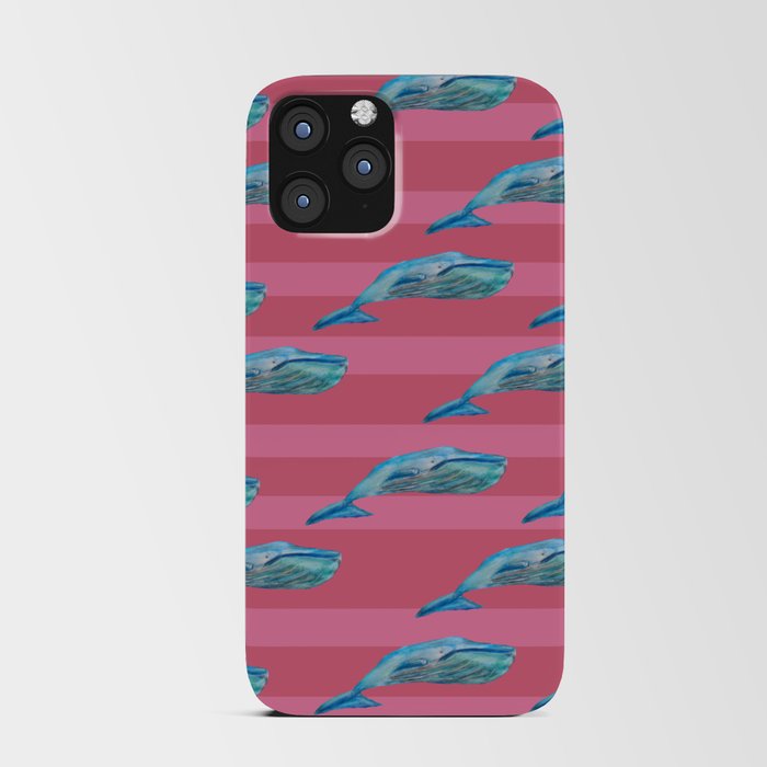 Orca Whale Pink Stripes  iPhone Card Case