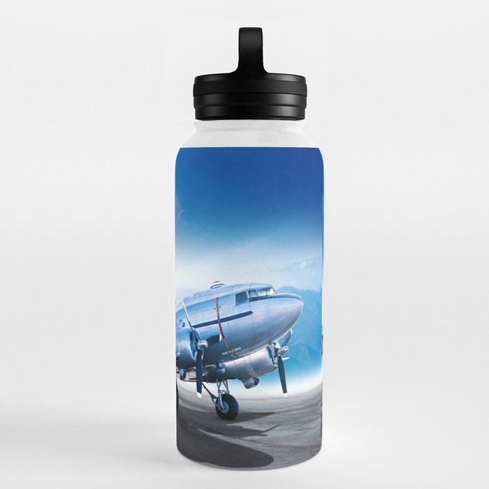 Airplane Ready to Take Off Water Bottle by foto photo