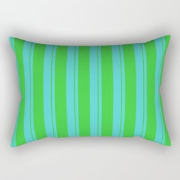 [ Thumbnail: Turquoise and Lime Green Colored Pattern of Stripes Rectangular Pillow ]