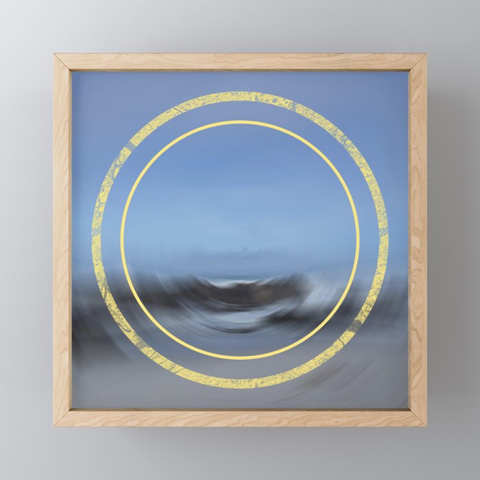 Tidal Flow Abstract Blue Ocean Framed Mini Art Print