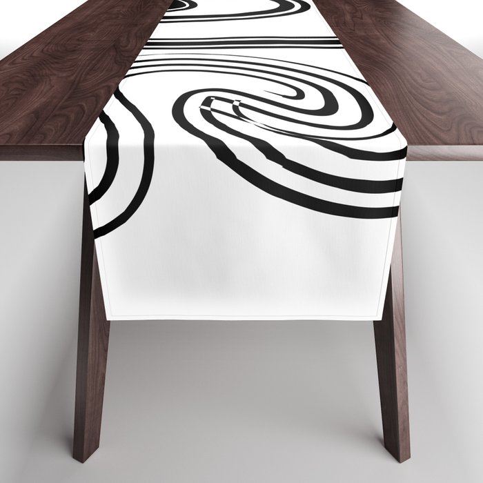 Minimalistic One Line Black Circle Sketch Drawing Design Table Runner