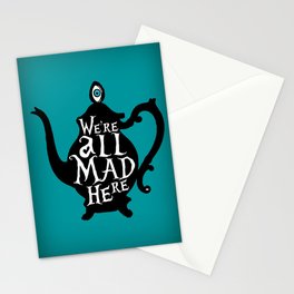 "We're all MAD here" - Alice in Wonderland - Teapot - 'Alice Blue' Stationery Cards