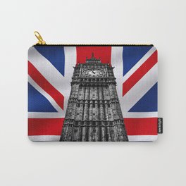 Big Ben (also known as Elizabeth Tower) with the Union Jack (UK flag) in the Backgroung - UK and London Cultural Icons and Symbols - Amazing Oil painting Carry-All Pouch