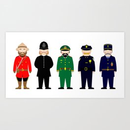 International Police Uniforms & Moustaches Art Print