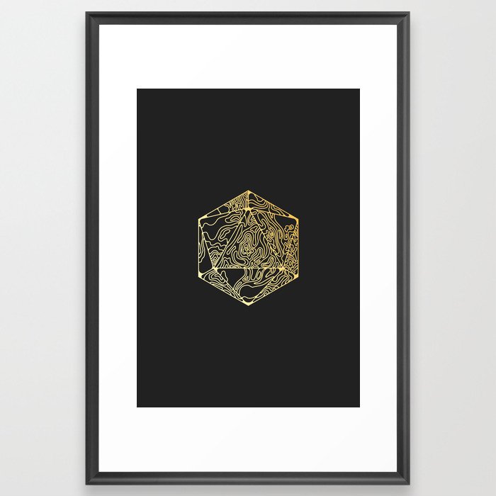 Gold Icosahedron Framed Art Print