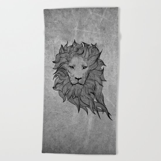 Grey Lion Beach Towel