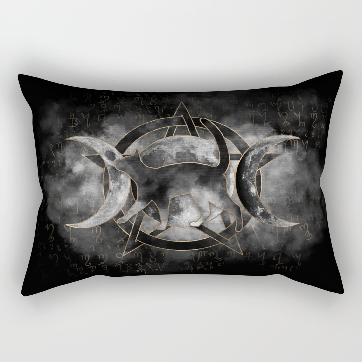 Triple Goddess Gold and Black by Creativemotions on Rectangular Pillow Society6 Triple Moon 