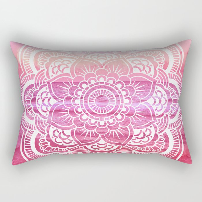 Water Mandala Hot Pink Fuchsia Rectangular Pillow