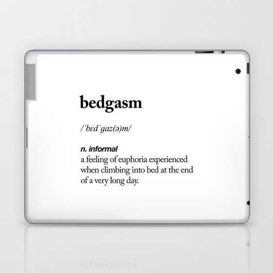 Bedgasm black and white contemporary minimalism typography design home wall decor bedroom Laptop & iPad Skin
