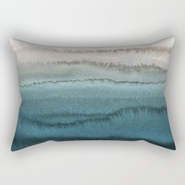 WITHIN THE TIDES - CRASHING WAVES TEAL Rechteckiges Kissen | Teal, Green, Nature, Mint, Scandi, Painting, Beach, Landscape, Fading, Dark 