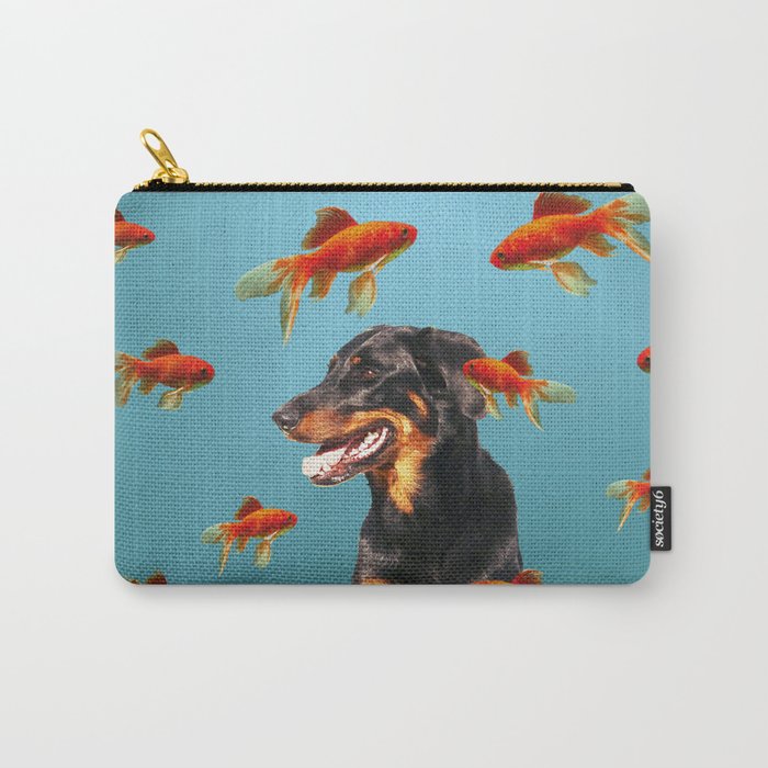 Doberman Dog Goldfishes - Aquarium Fantasy Collage Carry-All Pouch