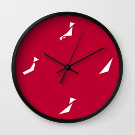 Japan - The Coastline Paradox - Red on White Wall Clock