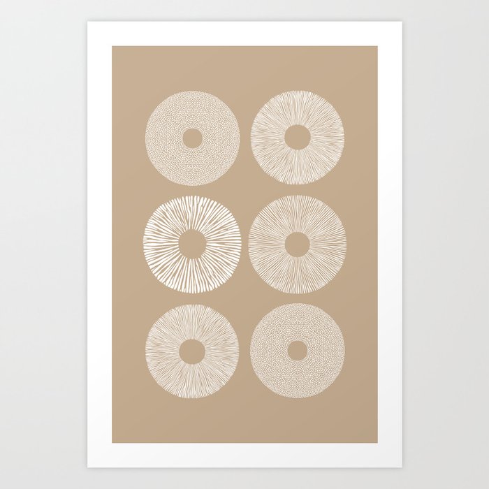 Neutral mushroom spore print Art Print