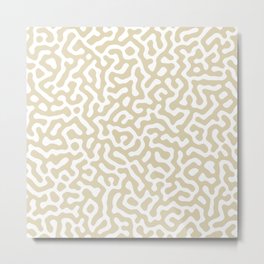Beige and white seamless labyrinth pattern Metal Print