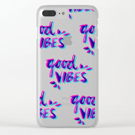 Good Vibes – Magenta & Cyan Clear iPhone Case