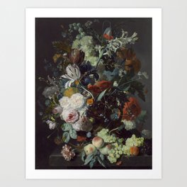 Jan van Huysum Still Life with Flowers and Fruit Art Print