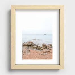 View over the sea in Ibiza | Blue ocean | Travel art photography Europe | Fine art print with pastel tones Recessed Framed Print
